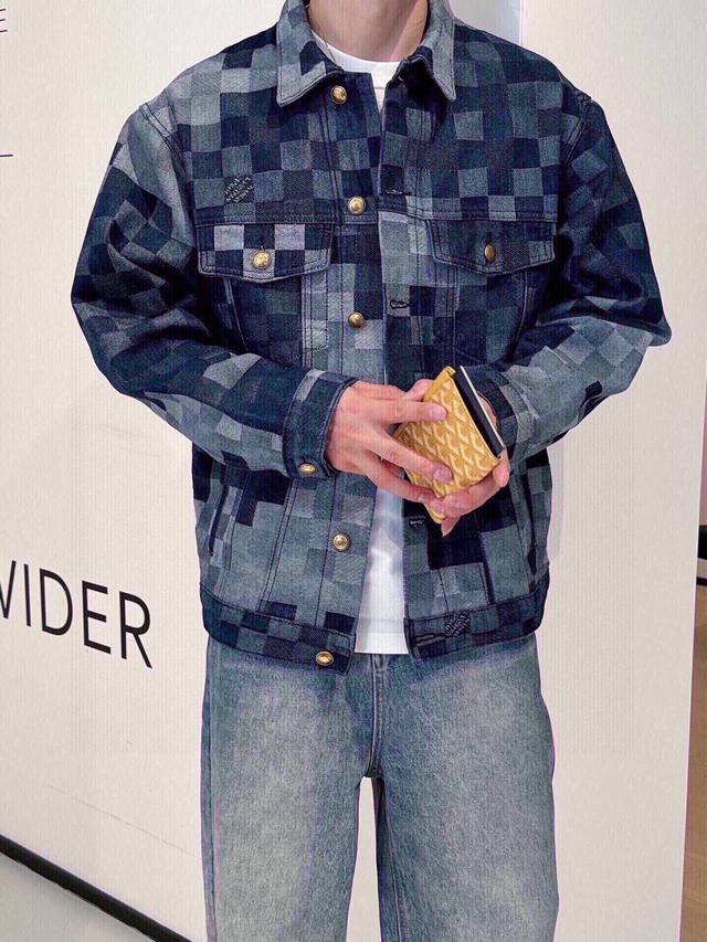 Louis Vuitton Checkered Denim Jacket for Couples (Ddd) This jacket perfectly und