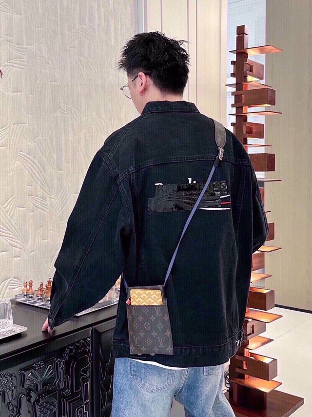 Bearltongs Haute Couture Cola Embroidered Pressed Letter Denim Jacket, unisex. E