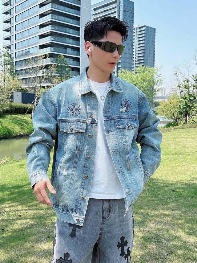 This Crocodile denim distressed wash jacket has a very high order rate. It featu