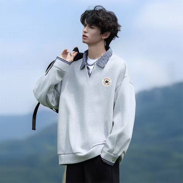 Converse new color-blocked lapel pullover sweatshirt/jacket, unisex. Features a