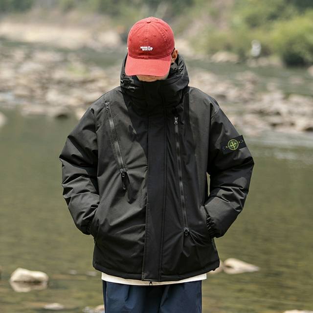 3-in-1 Detachable Liner Stone Island 24Fw Windproof and Waterproof Multi-Zipper