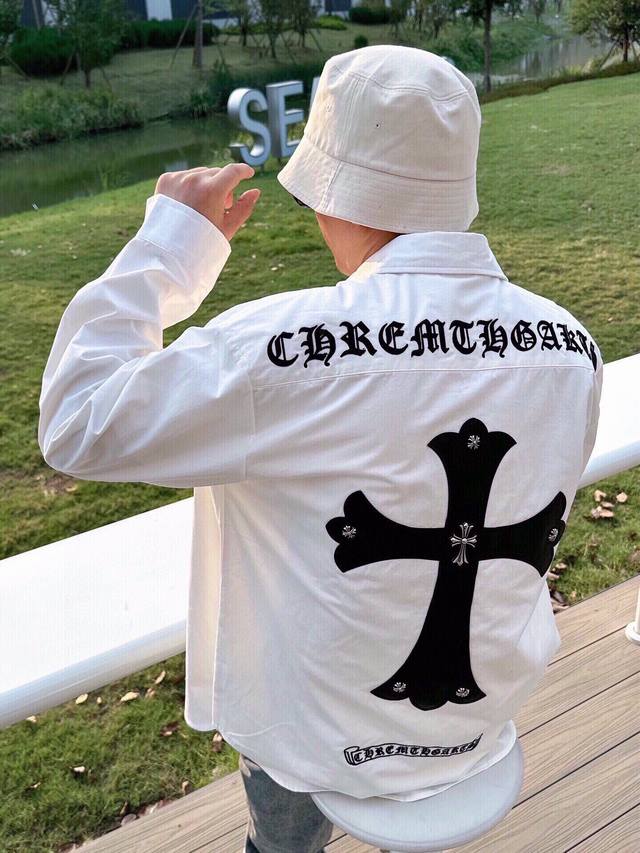 Chrome Hearts Cross-Panel Embroidered Shirt Jacket, Os style, unisex! Made of tw