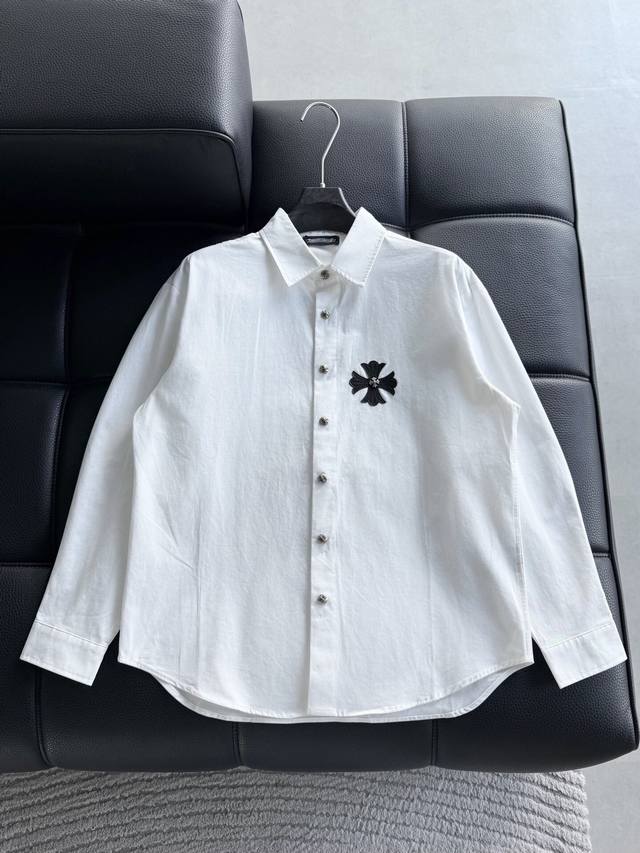 Chrome Hearts leather patchwork embroidered shirt jacket, unisex fit! Made of tw