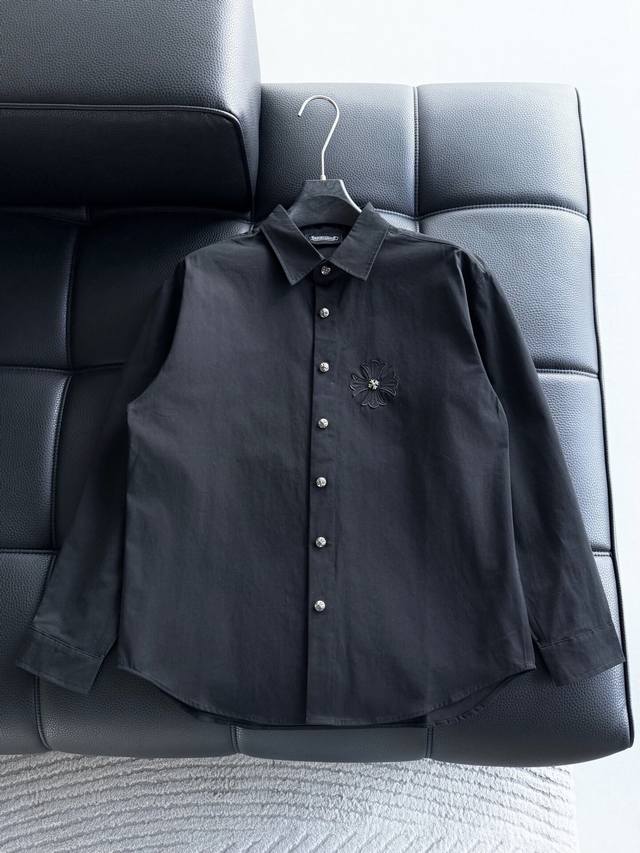 Chrome Hearts Leather Cross-Panel Embroidered Shirt Jacket, Os style, unisex! Ma