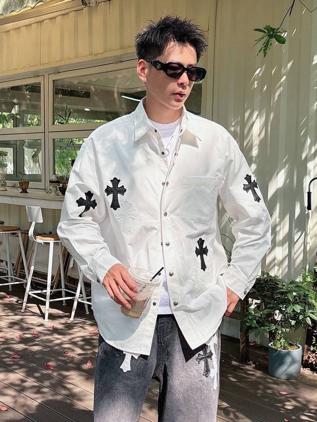 Chrome Hearts Cross-Panel Embroidered Shirt Jacket, Os Style, unisex! Made of tw