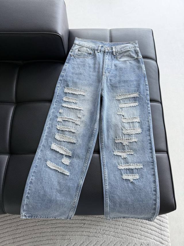 Chrome Hearts Limited Edition Hand-Distressed Distressed Patchwork Washed Jeans