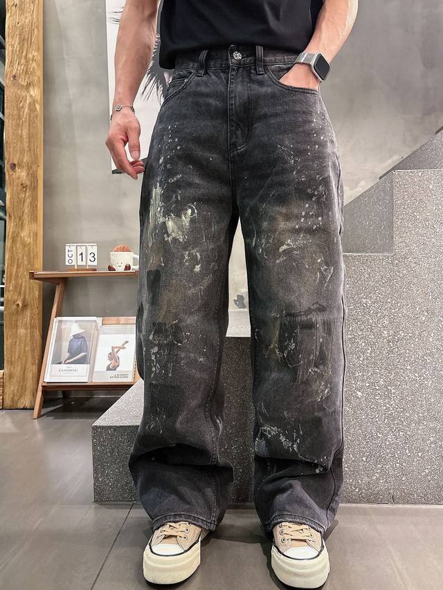 Pants. New Crocs hand-painted denim jeans, custom molded with full logo and hard