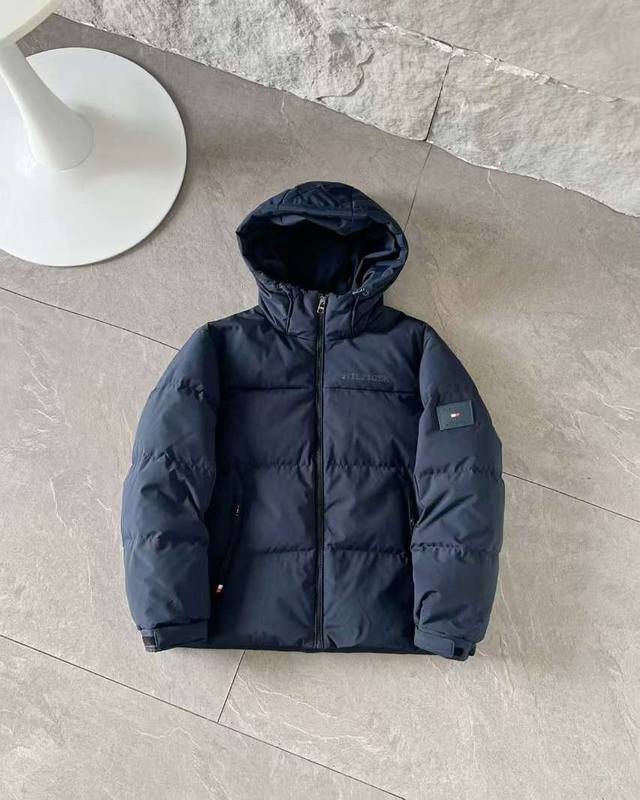 New Arrival! Tommy Men's Hooded Windproof and Waterproof Down Jacket. A simple a