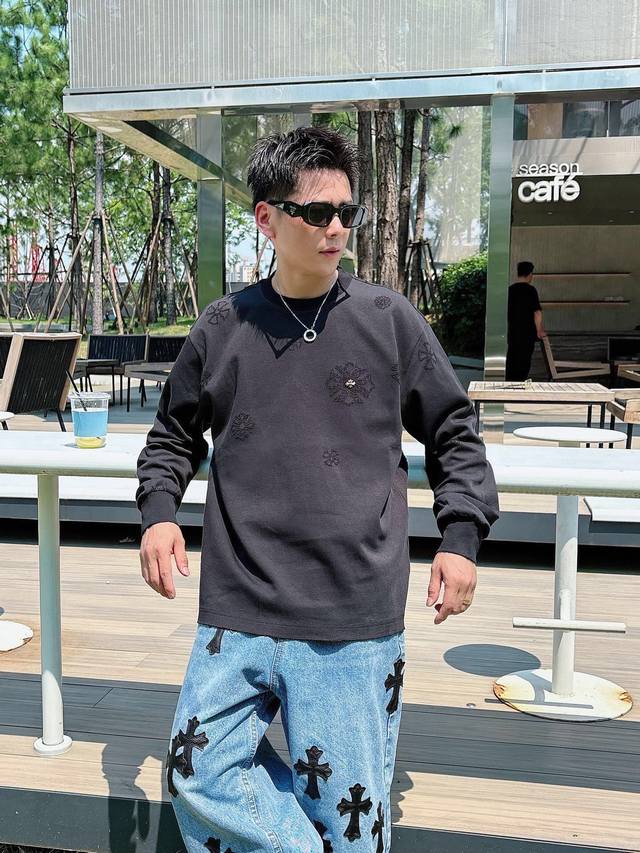 Ch Chrome Hearts Cross Horseshoe Chrome Hearts Sanskrit Burnished Washed Distres