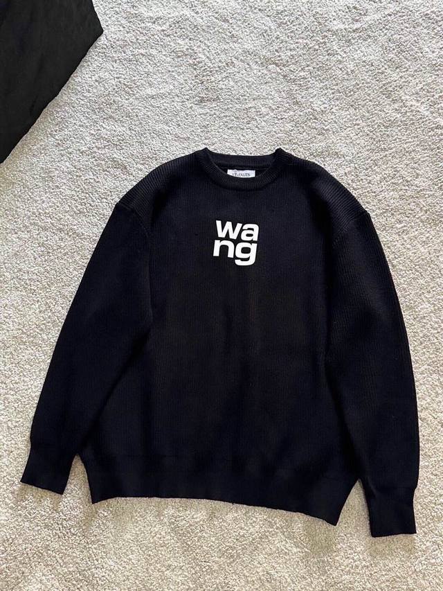 New Arrival Wang 3D Engraved Lettering Pullover Crew Neck Sweater Custom Knitted