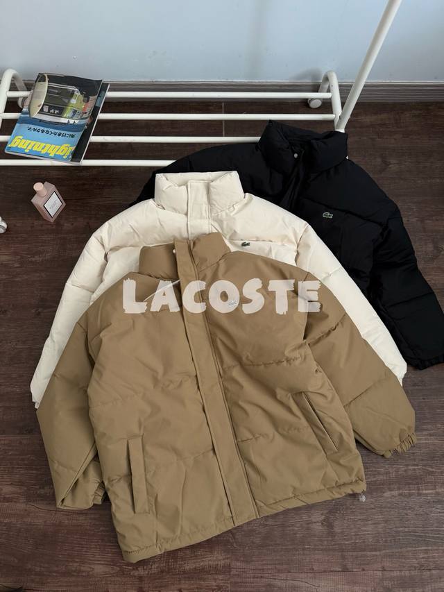 Lacoste classic basic stand-up collar puffer jacket, unisex style - classic 90s