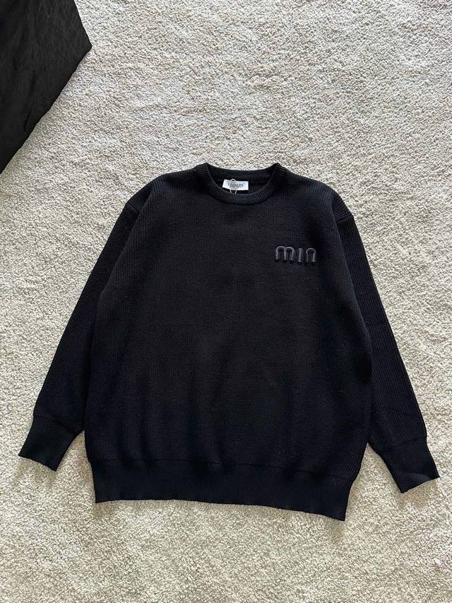 Min Min New Arrival Letter Pullover Crew Neck Sweater Custom knitted fabric with