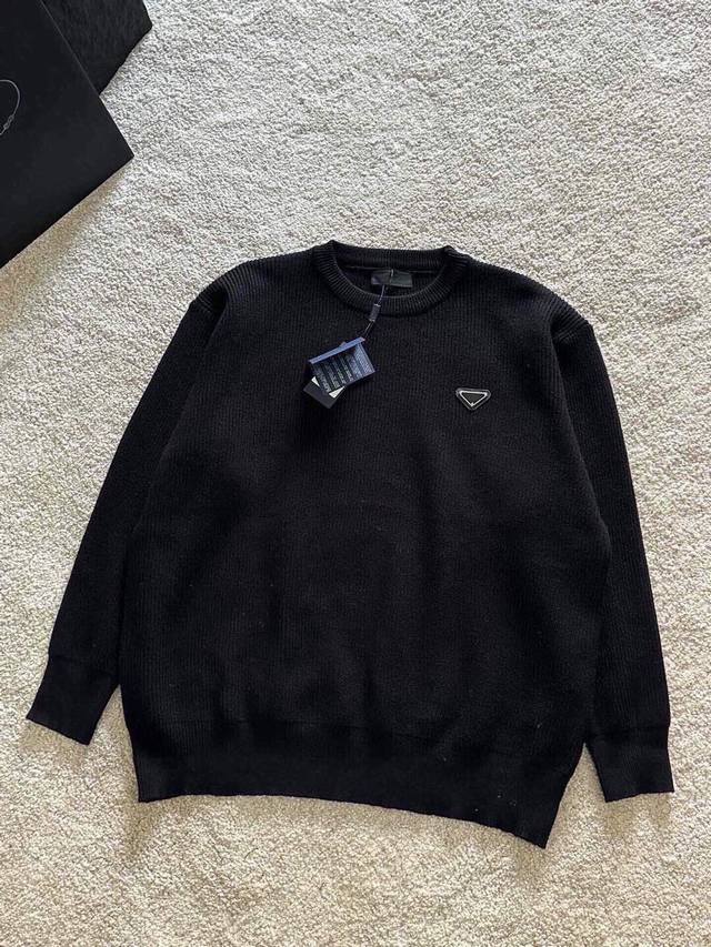 Prada Triangle Logo Long-Sleeve Sweater (Ddd) High-end custom sweater, especiall