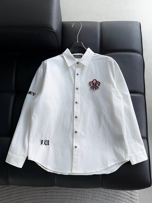 Shirt, Chrome Hearts patchwork embroidered shirt jacket, unisex fit! Made of twi