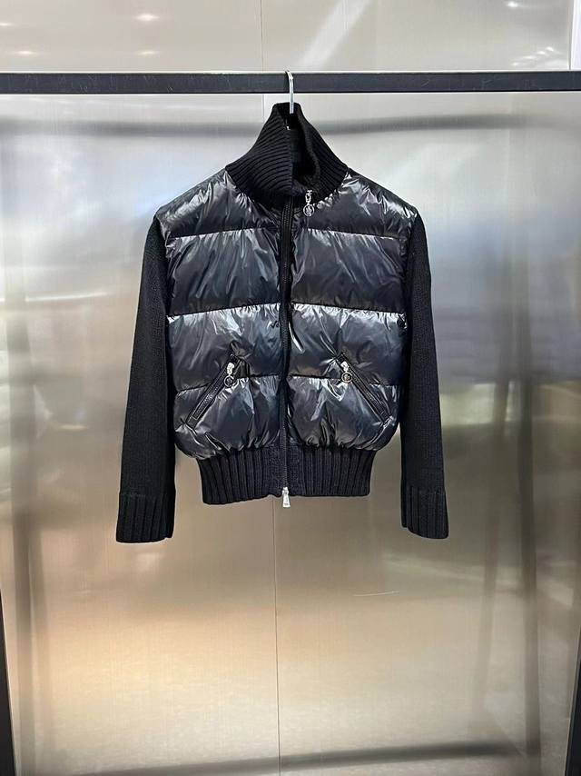 Autumn/Winter Moncler New Women's Stand Collar Down-Filled Knitted Sleeve Jacket