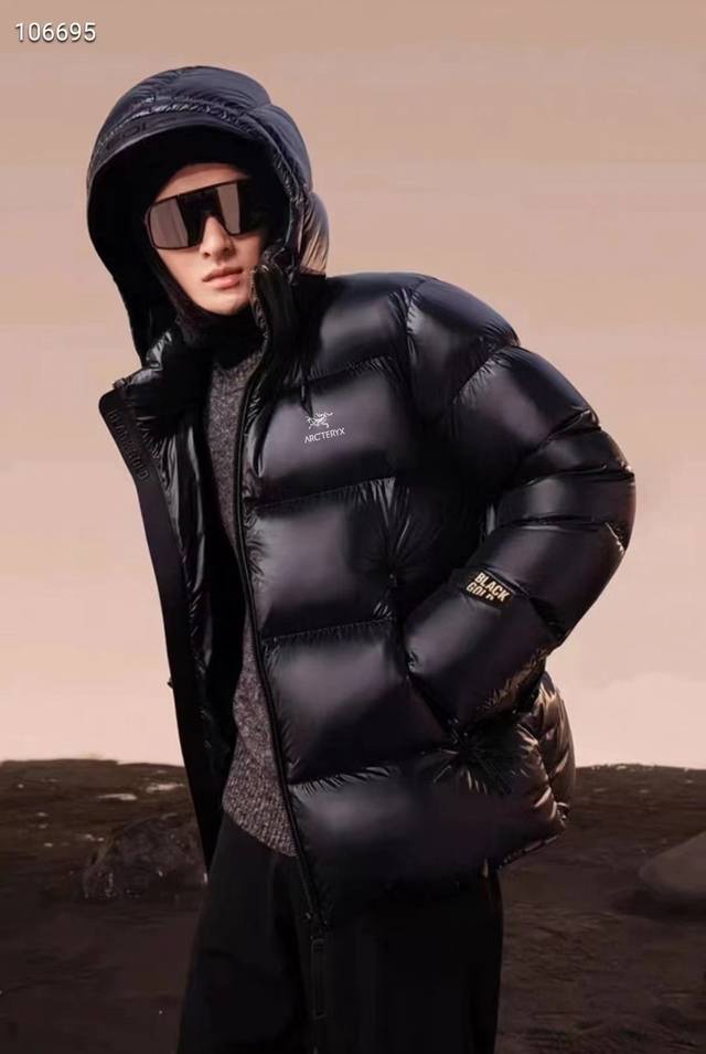 Arc'teryx Black Gold Down Jacket, New Outdoor Style, Short Lightweight Hooded Do