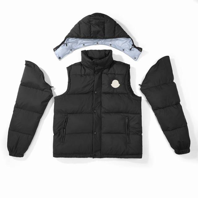 Black Ss Moncler Detachable Down Jacket Premium Down Moncler Cyclone 2-in-1 Down