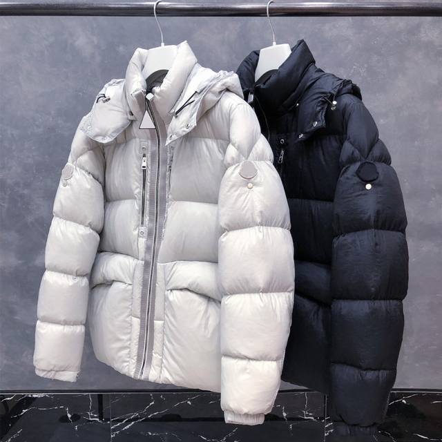 High-quality Moncler down jacket with double-label webbing, unisex, available in