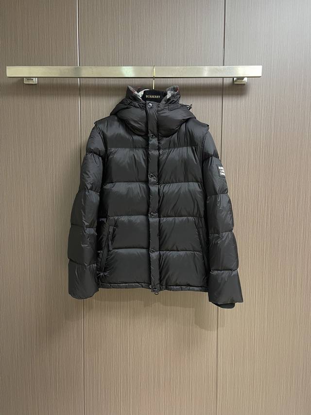 Burberry Detachable Sleeve Hooded Down Jacket, New Autumn/Winter Style, Zhou Don