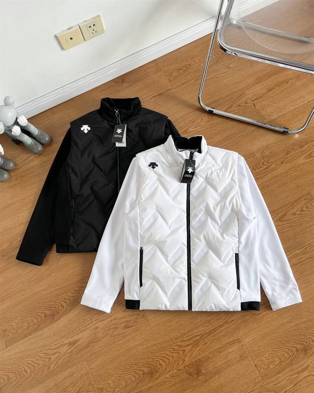 Faux Two-Piece Down Jacket, 90% Down Filling, Colors: Black, White, Sizes: M-3X