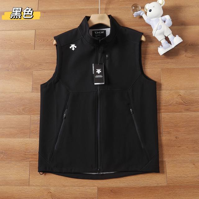 Descente 2025 Autumn Couple Stand Collar Softshell Outdoor Casual Waterproof Wi