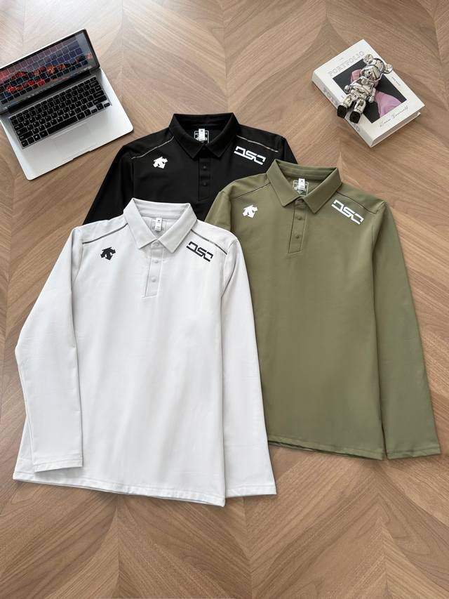 7756# Descent Thin Fleece Lined Base Layer Shirt Descent Stand Collar Lapel Spor