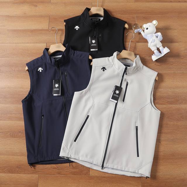 Descente 2025 Autumn Couple Stand Collar Softshell Outdoor Casual Waterproof Wi