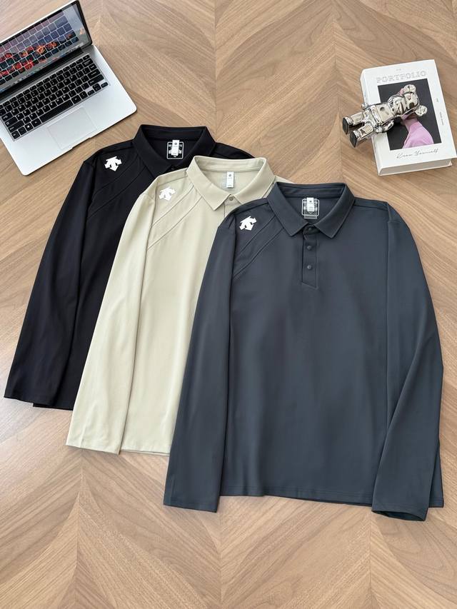 7751# Descent Stand Collar Long Sleeve Sports Shirt for Men, Outdoor Fitness, Ba