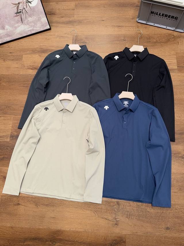 Descente Men's Casual Sports Polo Long-Sleeve Shirt (Supply Controlled) Made of