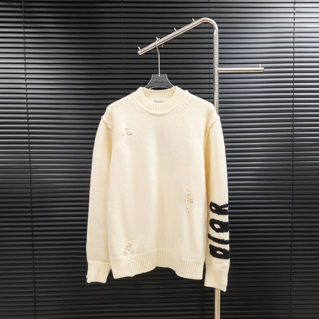 Style: Dior Ripped Cartoon Dinosaur Knit Long Sweater Sizes: S-XL Fabric: Wool B