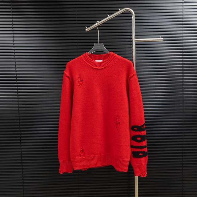 Style: Dior Ripped Cartoon Dinosaur Knit Long Sweater Sizes: S-XL Fabric: Wool B