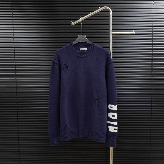 Style: Dior Ripped Cartoon Dinosaur Knit Long Sweater Sizes: S-XL Fabric: Wool B