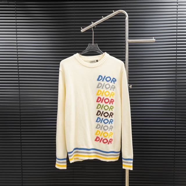 Style: Dior Colorful Letter Knit Long Sweater Size: S-XL Fabric: Wool Blend Acce