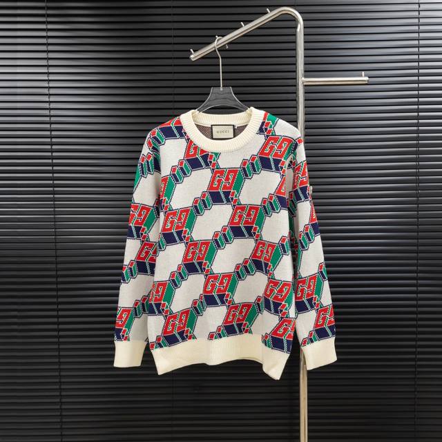 Style: Gucci Colorful All-Over Print Knit Long Sweater Size: S-XL Fabric: Wool B