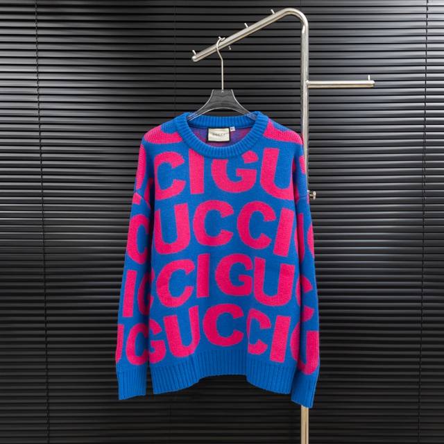 Style: Gucci all-over print large letter knit long sweater Size: S-XL Fabric: Wo
