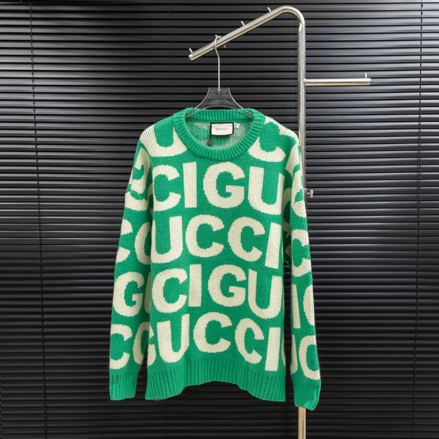Style: Gucci all-over print large letter knit long sweater Size: S-XL Fabric: Wo