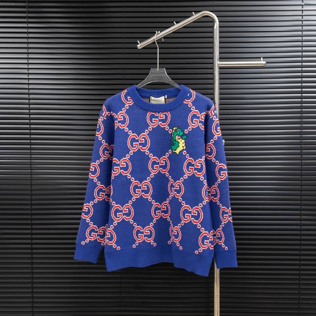 Style: Gucci all-over print double-button cartoon dinosaur knit long sweater Siz