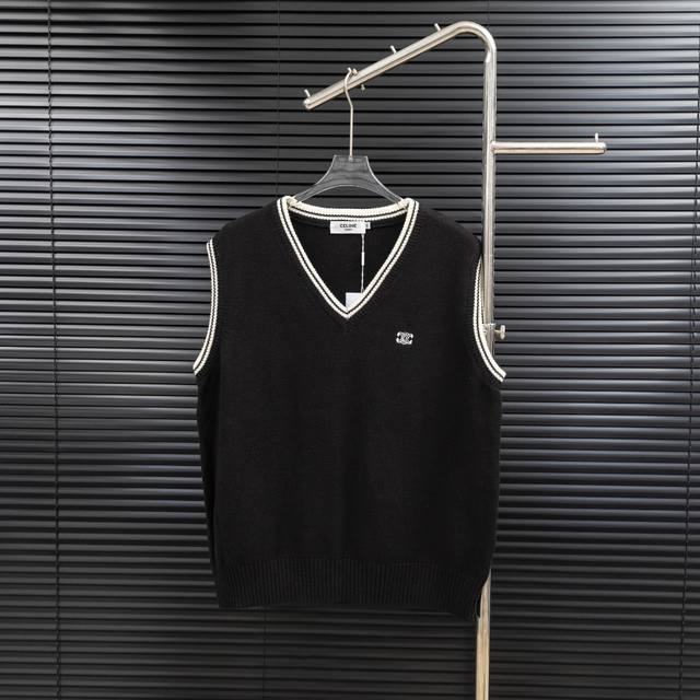 Style: Celine V-neck knit wool vest Sizes: S-XL Fabric: Wool blend Accessories: