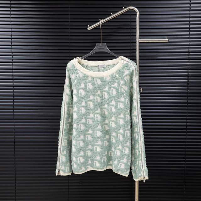 Style: Dior all-over print haute couture jacquard zipper patchwork long sweater