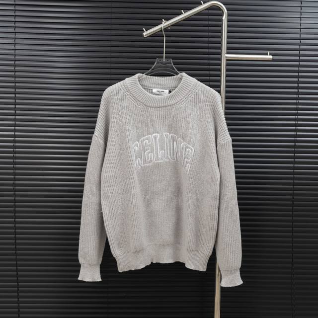Style: Celine Openwork Knit Long-Sleeve Sweater Size: S-XL Fabric: Wool Blend Ac