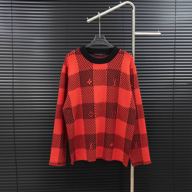 Style: Louis Vuitton Damier Knit Long-Sleeve Sweater Size: S-XL Fabric: Wool Ble