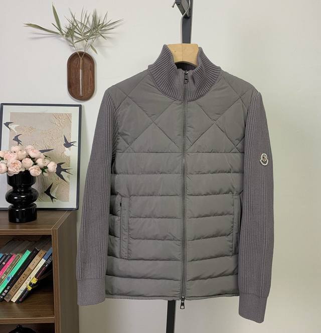 Moner Knitted Down-Finish Hooded Jacket with 90% White Duck Down and Wool Blend
