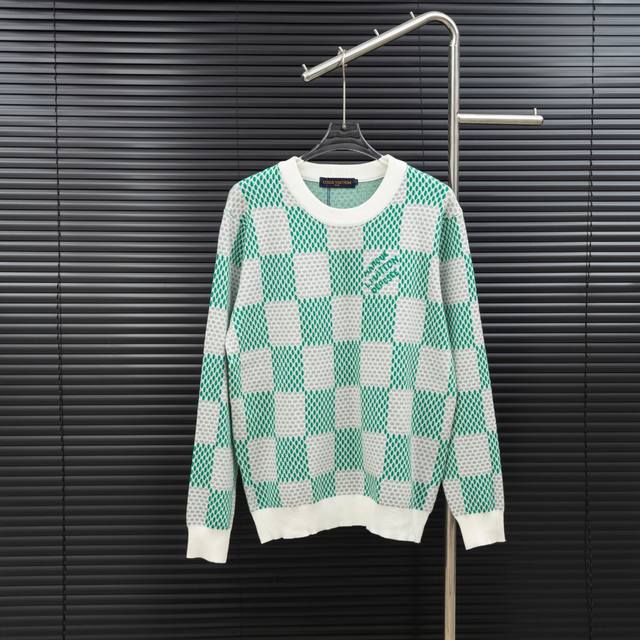 Style: Louis Vuitton Damier Knit Long-Sleeve Sweater Size: S-XL Fabric: Wool Ble
