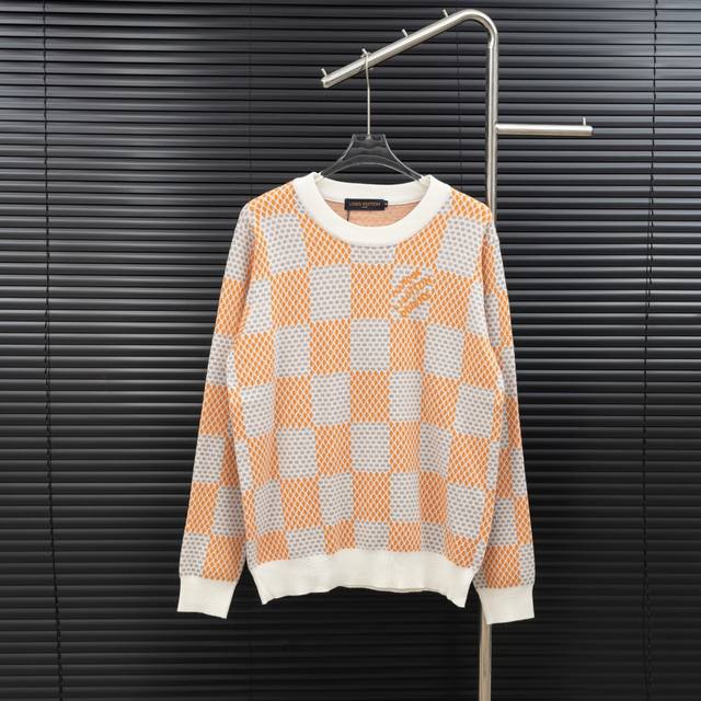 Style: Louis Vuitton Damier Checkered Knit Long-Sleeve Sweater Size: S-XL Fabric