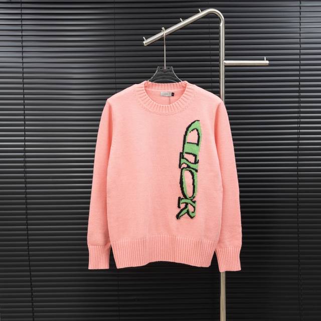 Style: Dior color-blocked knit long-sleeved sweater Sizes: S-XL Fabric: Wool ble