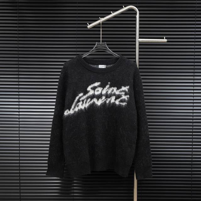 Style: YSL Saint Laurent mohair logo knit long-sleeved sweater Sizes: S-XL Fabri