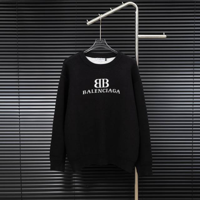 Style: Balenciaga Double B Knit Long-Sleeve Sweater Size: S-XL Fabric: Wool Blen