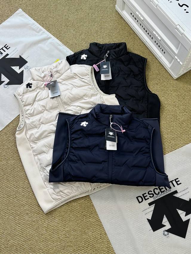 Descente Autumn/Winter Warm Stand Collar Down Jacket Solid Color Vest Coat Men'