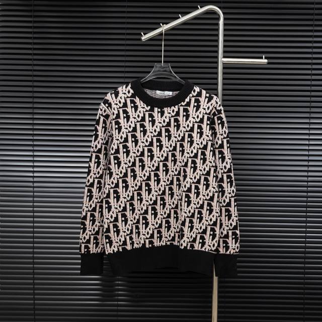 Style: Dior all-over print knit long-sleeved sweater Sizes: S-XL Fabric: Wool bl