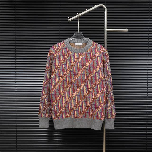 Style: Dior all-over print knit long-sleeved sweater Sizes: S-XL Fabric: Wool bl